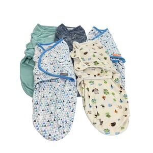 SwaddleMe Adjustable Baby Swaddle Wrap Bundle Kids Large Blue Green Lot of 5 5pk